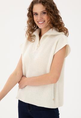 Kadın Krem V Yaka Kazak - 50297101004