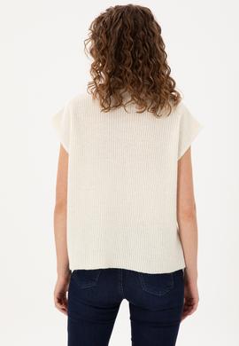 Kadın Krem V Yaka Kazak - 50297101004