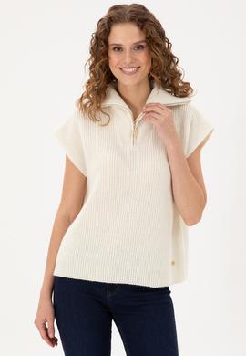 Kadın Krem V Yaka Kazak - 50297101004