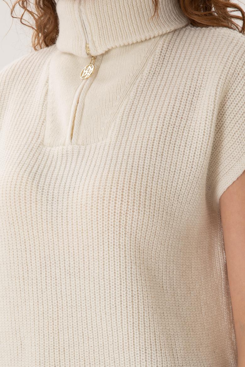 Kadın Krem V Yaka Kazak - 50297101004