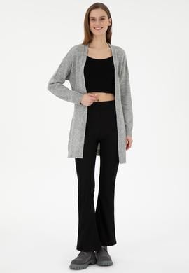 Kadın Gri Melanj Triko Hırka - 50297102023