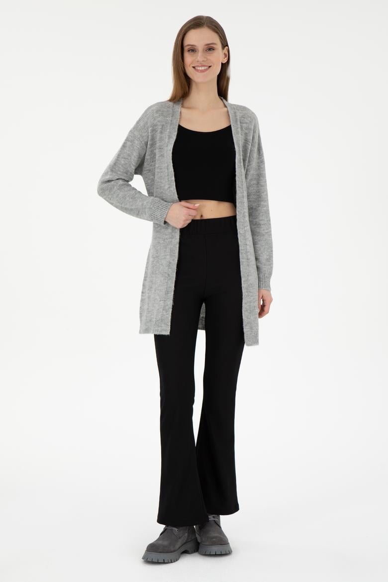 Kadın Gri Melanj Triko Hırka - 50297102023