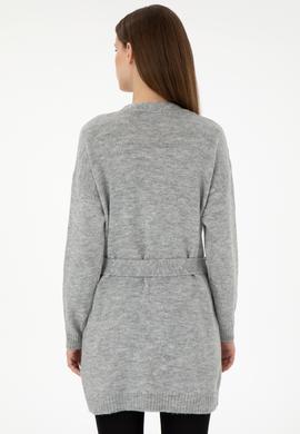 Kadın Gri Melanj Triko Hırka - 50297102023