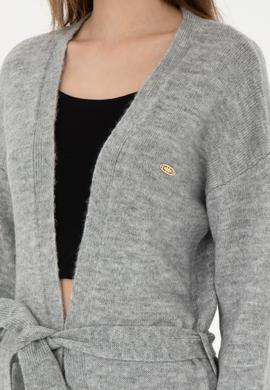 Kadın Gri Melanj Triko Hırka - 50297102023