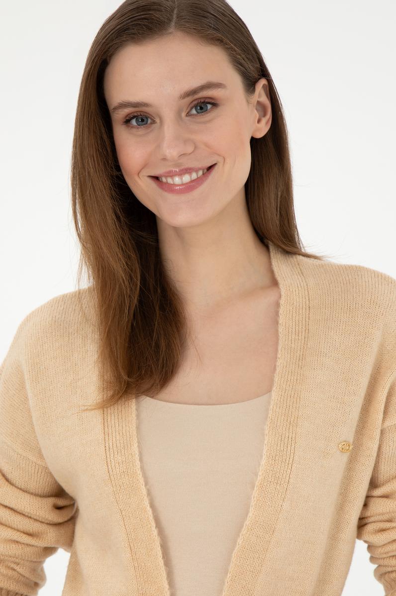 Kadın Kum Melanj Triko Hırka