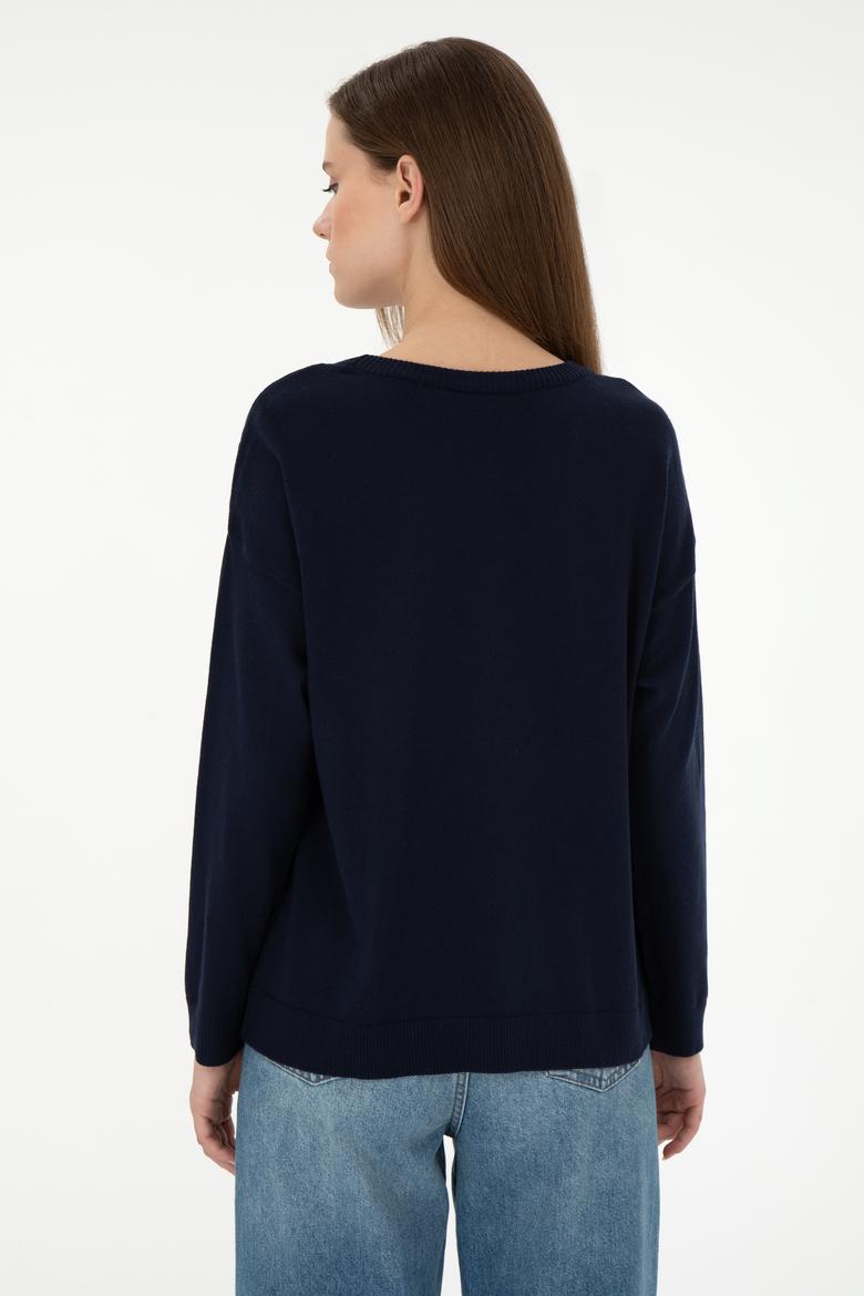 Kadın Lacivert Bisiklet Yaka Kazak - 50297132004