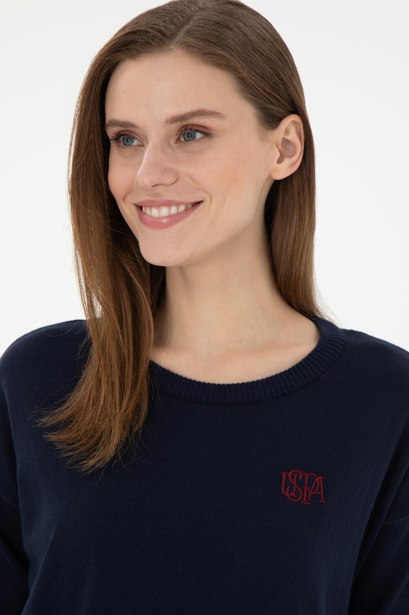 Kadın Lacivert Bisiklet Yaka Kazak