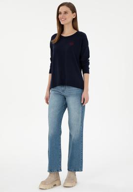 Kadın Lacivert Bisiklet Yaka Kazak - 50297132004