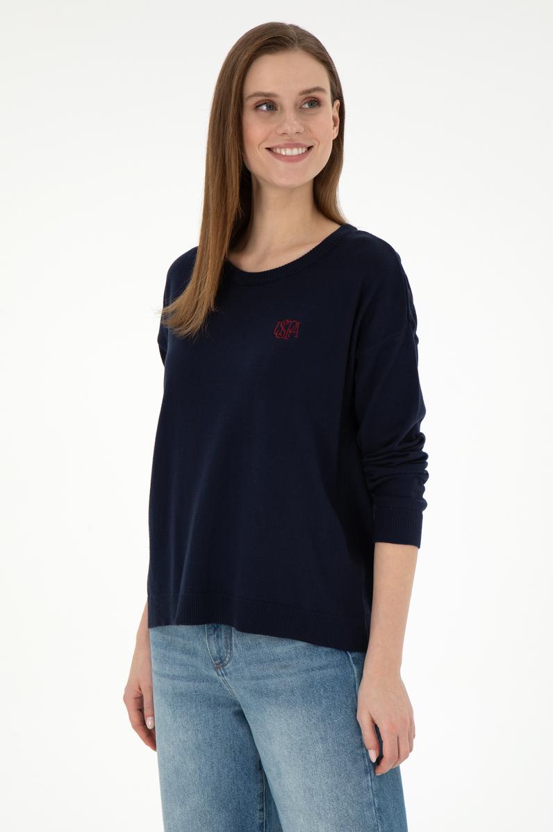 Kadın Lacivert Bisiklet Yaka Kazak