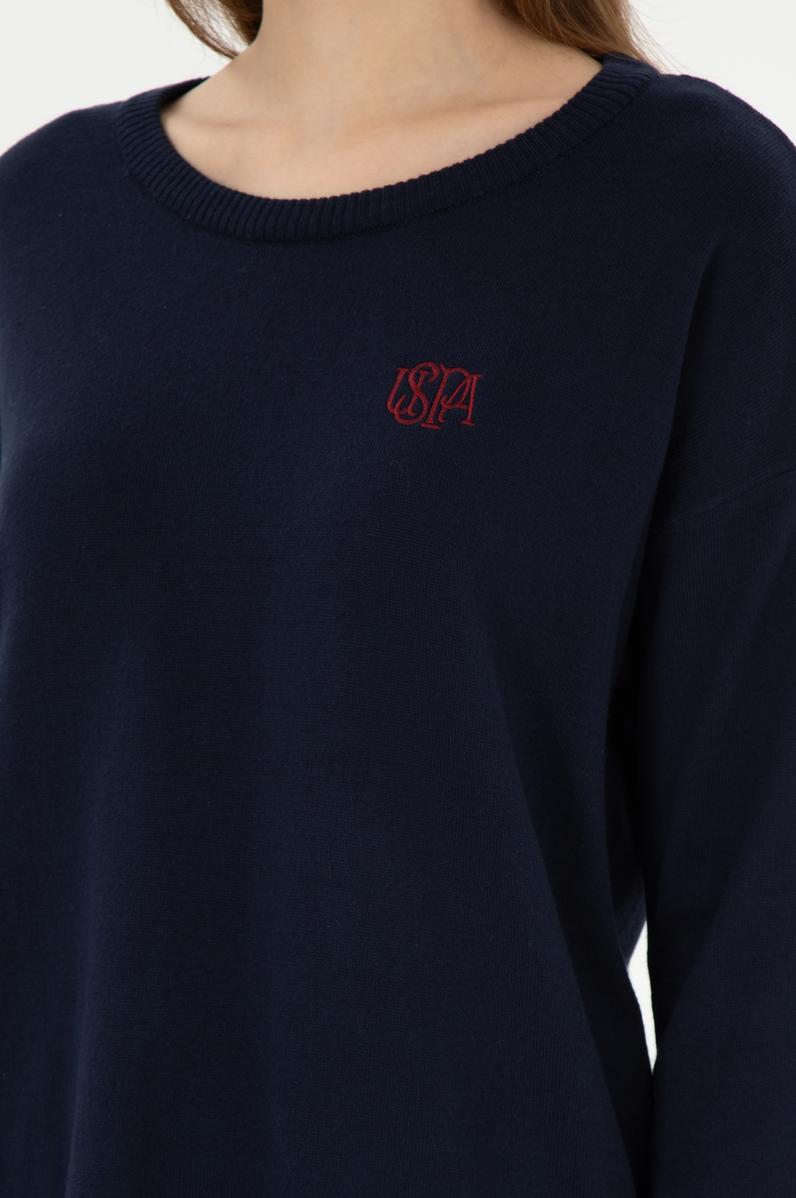 Kadın Lacivert Bisiklet Yaka Kazak