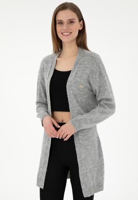 Kadın Gri Melanj Triko Hırka - 50297102023