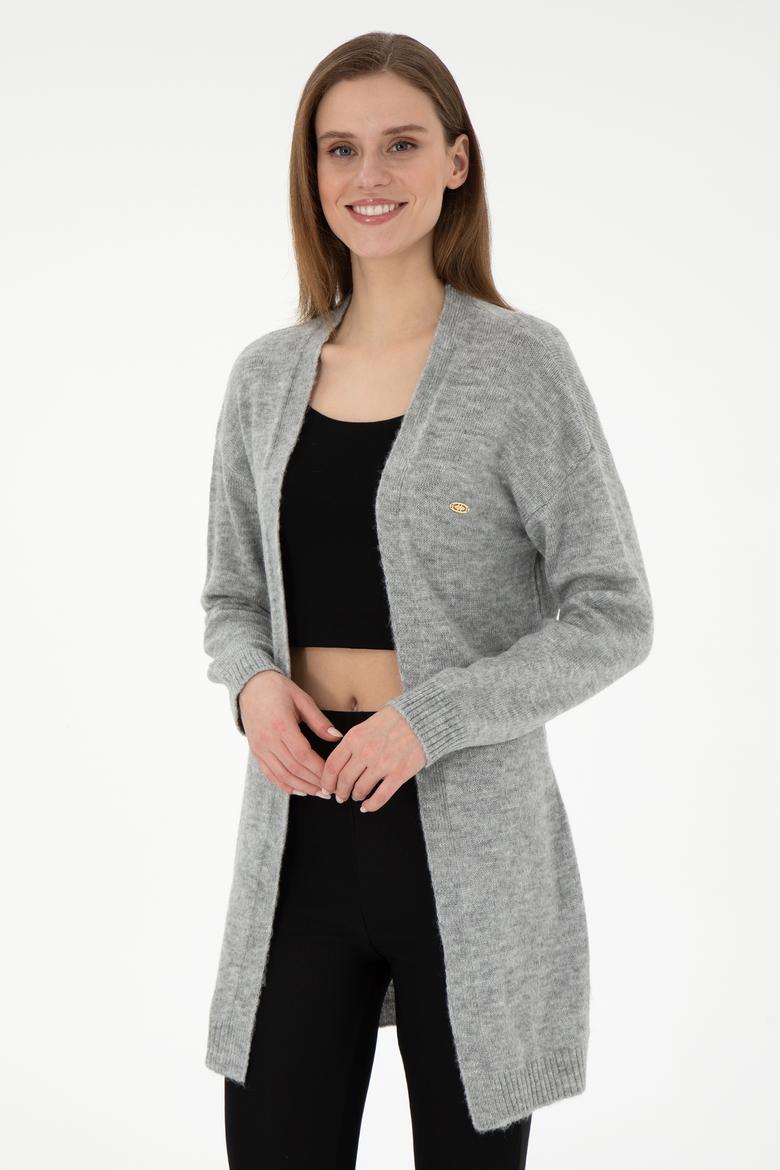 Kadın Gri Melanj Triko Hırka