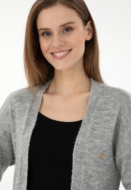 Kadın Gri Melanj Triko Hırka - 50297102023