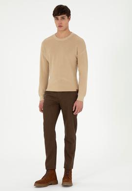 Erkek Regular Fit Bisiklet Yaka Kum Basic Kazak - 50298267034