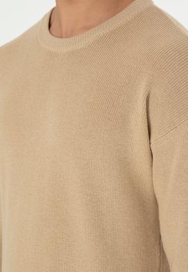 Erkek Regular Fit Bisiklet Yaka Kum Basic Kazak - 50298267034