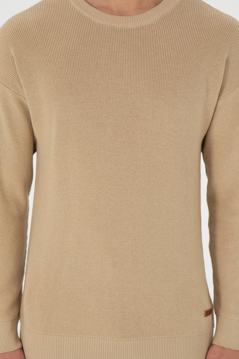 Erkek Regular Fit Bisiklet Yaka Kum Basic Kazak - 50298267034