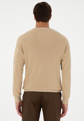 Erkek Regular Fit Bisiklet Yaka Kum Basic Kazak - 50298267034