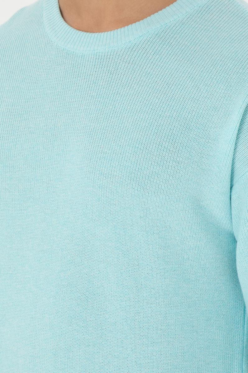 Erkek Regular Fit Bisiklet Yaka Açık Mavi Melanj Basic Kazak