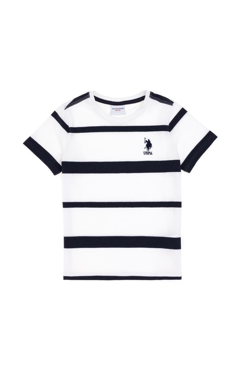 Erkek Çocuk Beyaz Bisiklet Yaka Tişört