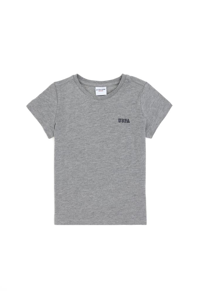 Erkek Çocuk Gri Melanj Bisiklet Yaka Tişört