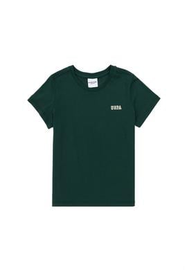 Erkek Çocuk Koyu Yeşil Bisiklet Yaka Tişört - 50298086071