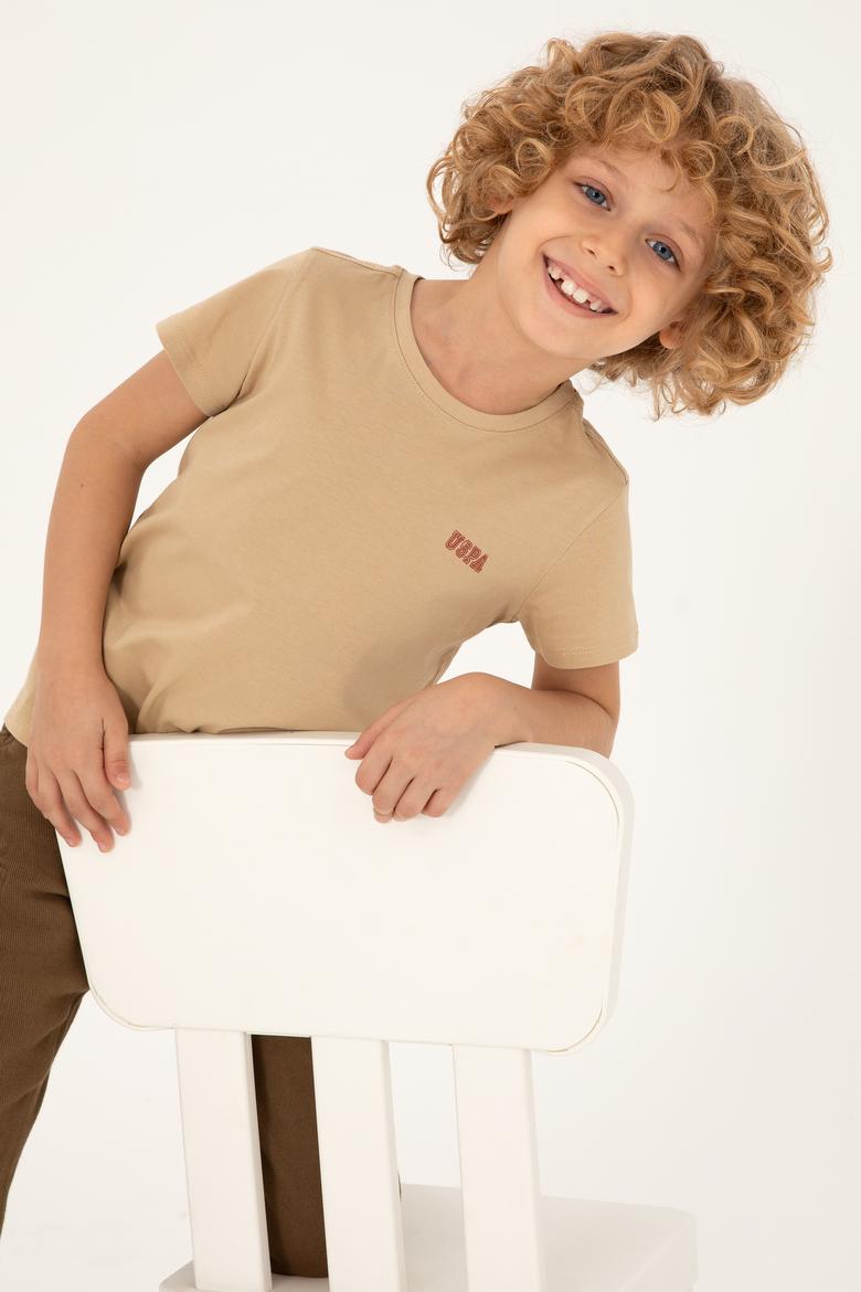 Erkek Çocuk Kum Bisiklet Yaka Tişört