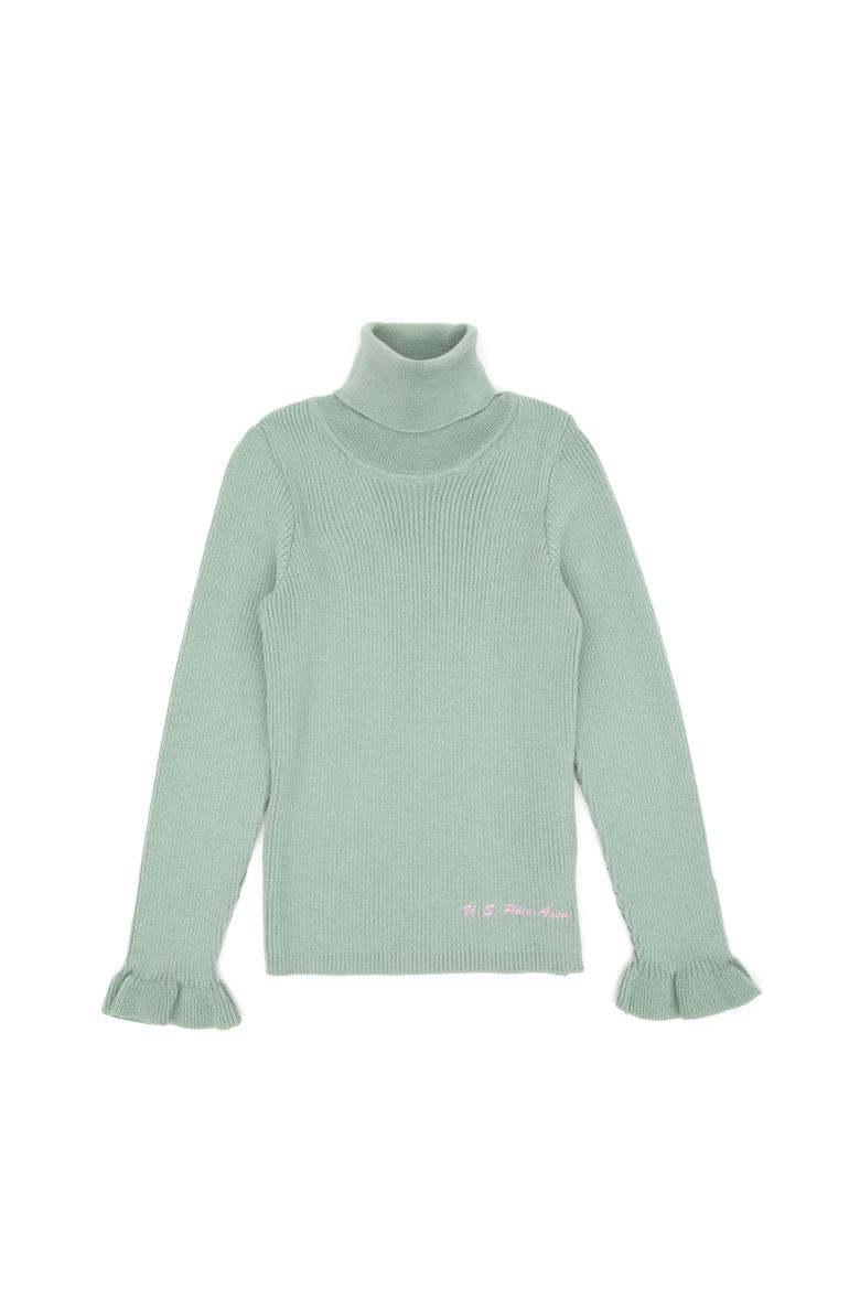 Kız Çocuk Su Yeşili Balıkçı Yaka Kazak - 50297166015