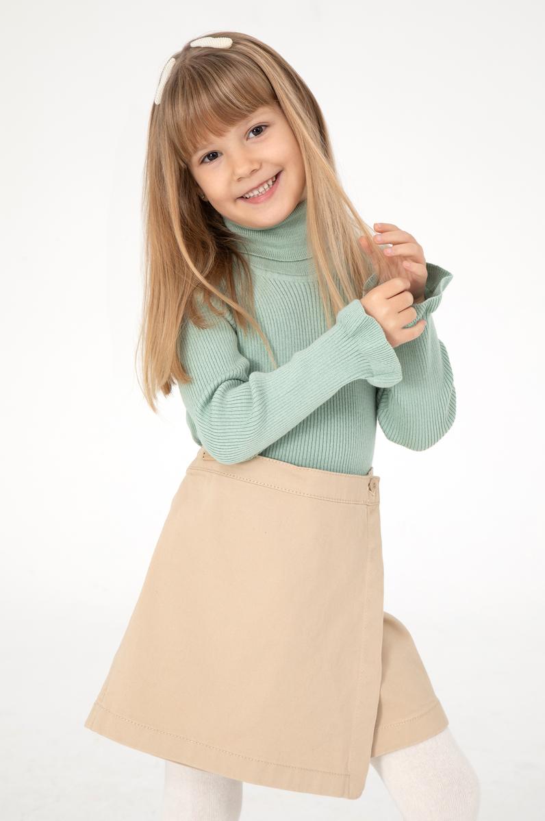 Kız Çocuk Su Yeşili Balıkçı Yaka Kazak