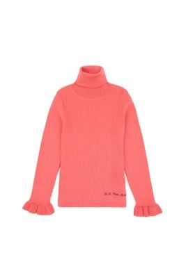 Kız Çocuk Nar Çiçeği Balıkçı Yaka Kazak - 50297166007