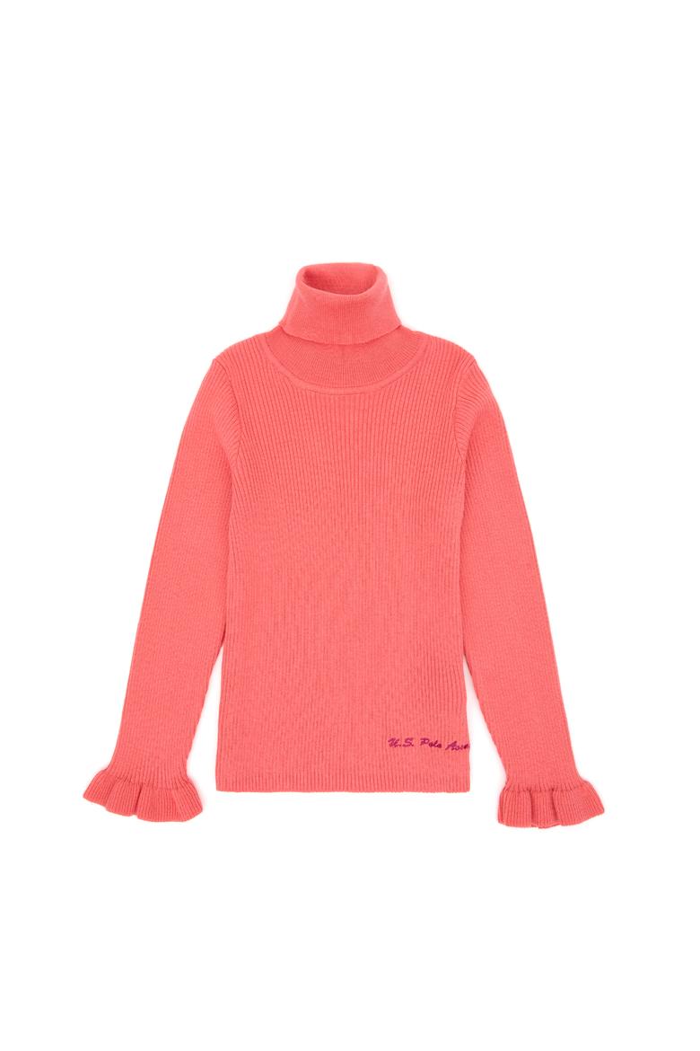 Kız Çocuk Nar Çiçeği Balıkçı Yaka Kazak - 50297166007