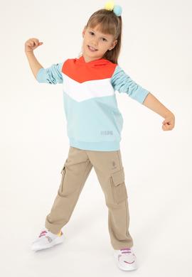 Kız Çocuk Su Yeşili Kapüşonlu Sweatshirt - 50296288052