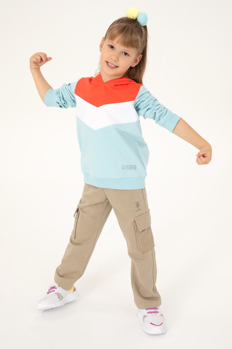 Kız Çocuk Su Yeşili Kapüşonlu Sweatshirt