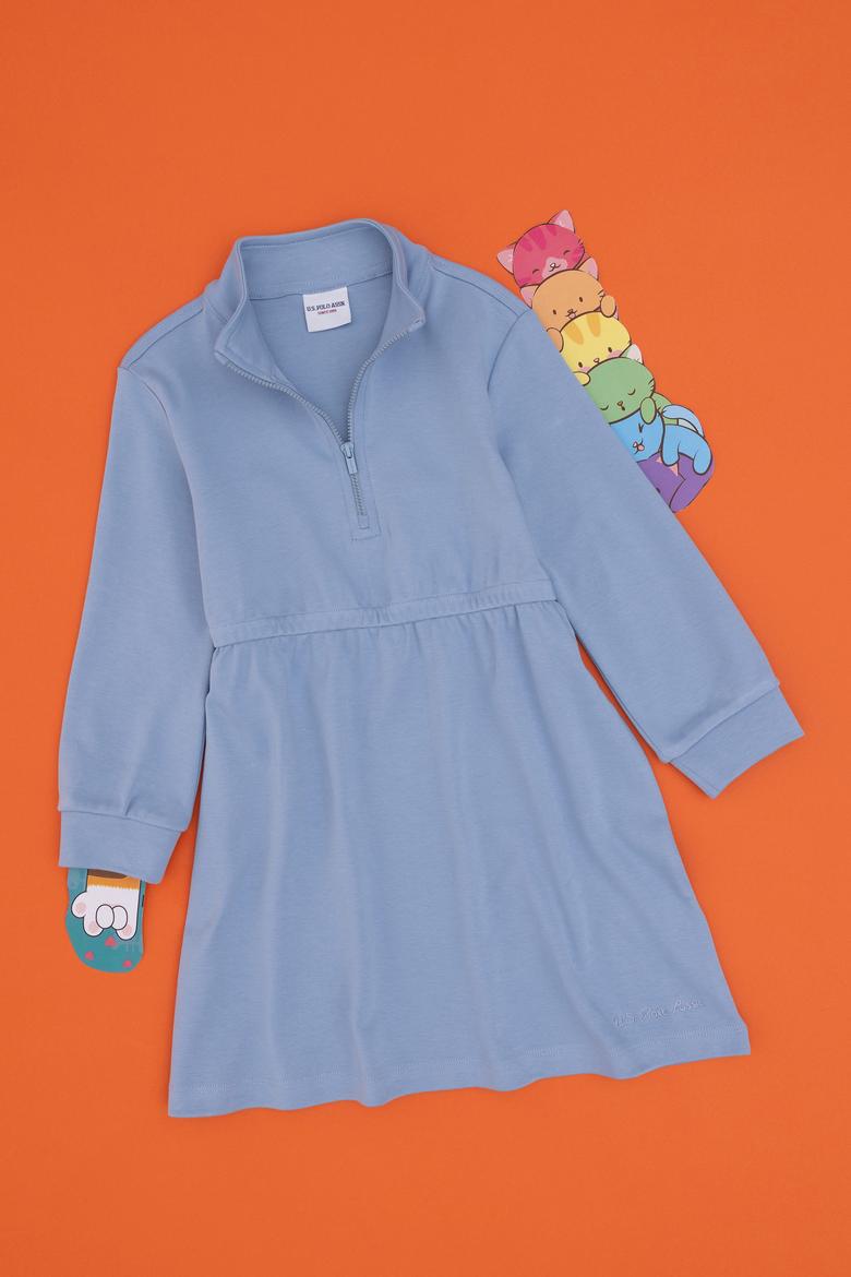 Kız Çocuk Açık Mavi Örme Elbise - 50296387026