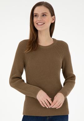 Kadın Haki Bisiklet Yaka Kazak - 50297095028