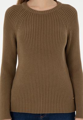 Kadın Haki Bisiklet Yaka Kazak - 50297095028