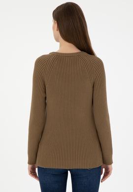 Kadın Haki Bisiklet Yaka Kazak - 50297095028