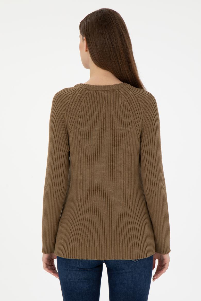 Kadın Haki Bisiklet Yaka Kazak - 50297095028