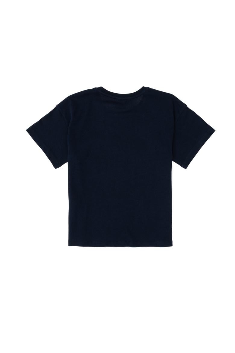 Erkek Çocuk Lacivert Oversize Bisiklet Yaka Tişört - 50298981017