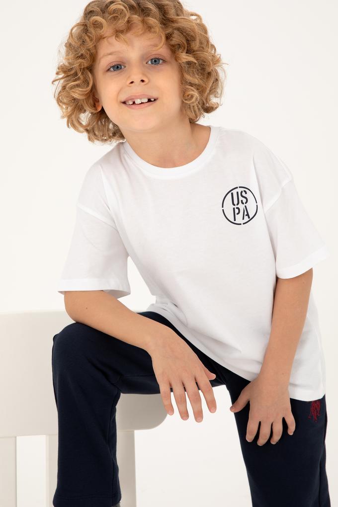 Erkek Çocuk Beyaz Oversize Bisiklet Yaka Tişört