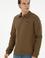 Erkek Comfort Fit Yarım Fermuarlı Haki Basic Sweatshirt