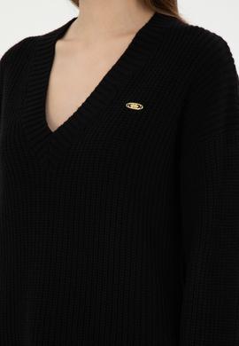 Kadın Siyah V Yaka Kazak - 50297120012