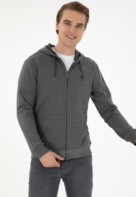 Erkek Antrasit Melanj Örme Hırka - 50293447026