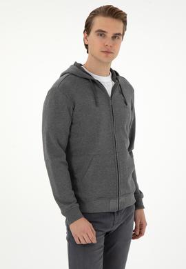 Erkek Antrasit Melanj Örme Hırka - 50293447026