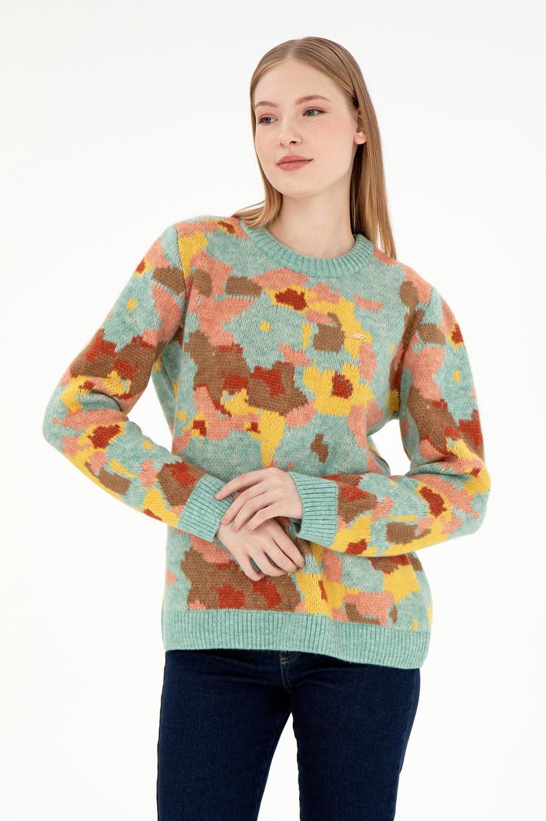 Kadın Su Yeşili Kazak