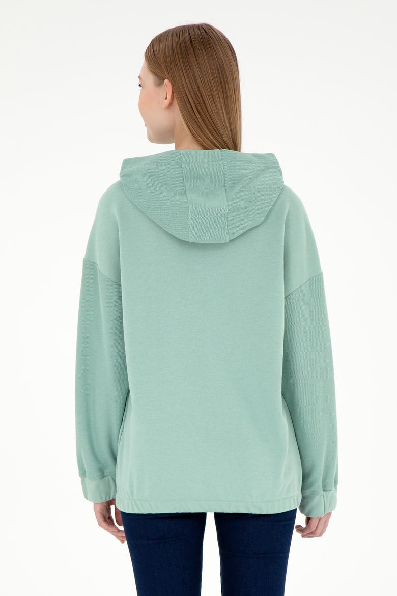 Kadın Su Yeşili Kapüşonlu Sweathırt - 50291264012