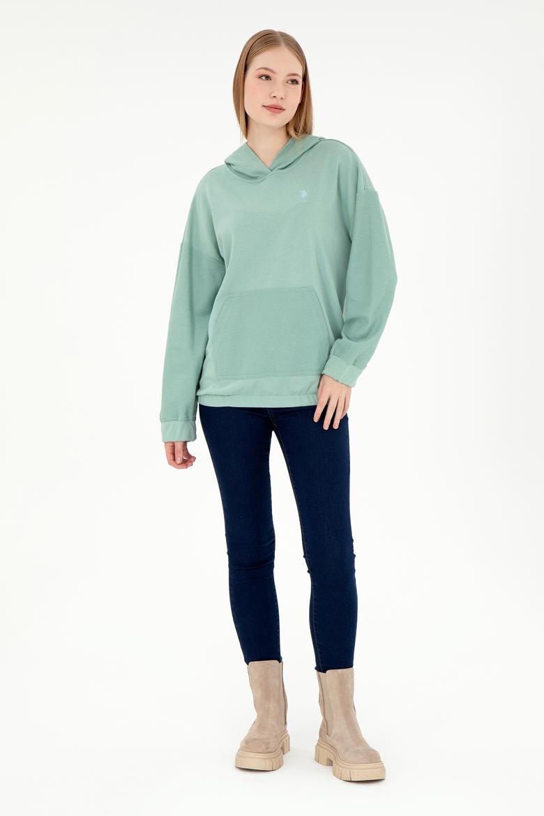 Kadın Su Yeşili Kapüşonlu Sweathırt - 50291264012
