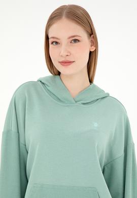 Kadın Su Yeşili Kapüşonlu Sweathırt - 50291264012