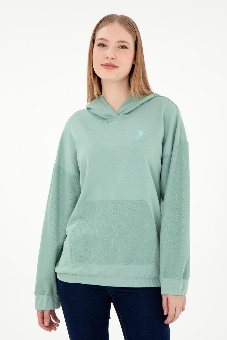 Kadın Su Yeşili Kapüşonlu Sweathırt - 50291264012