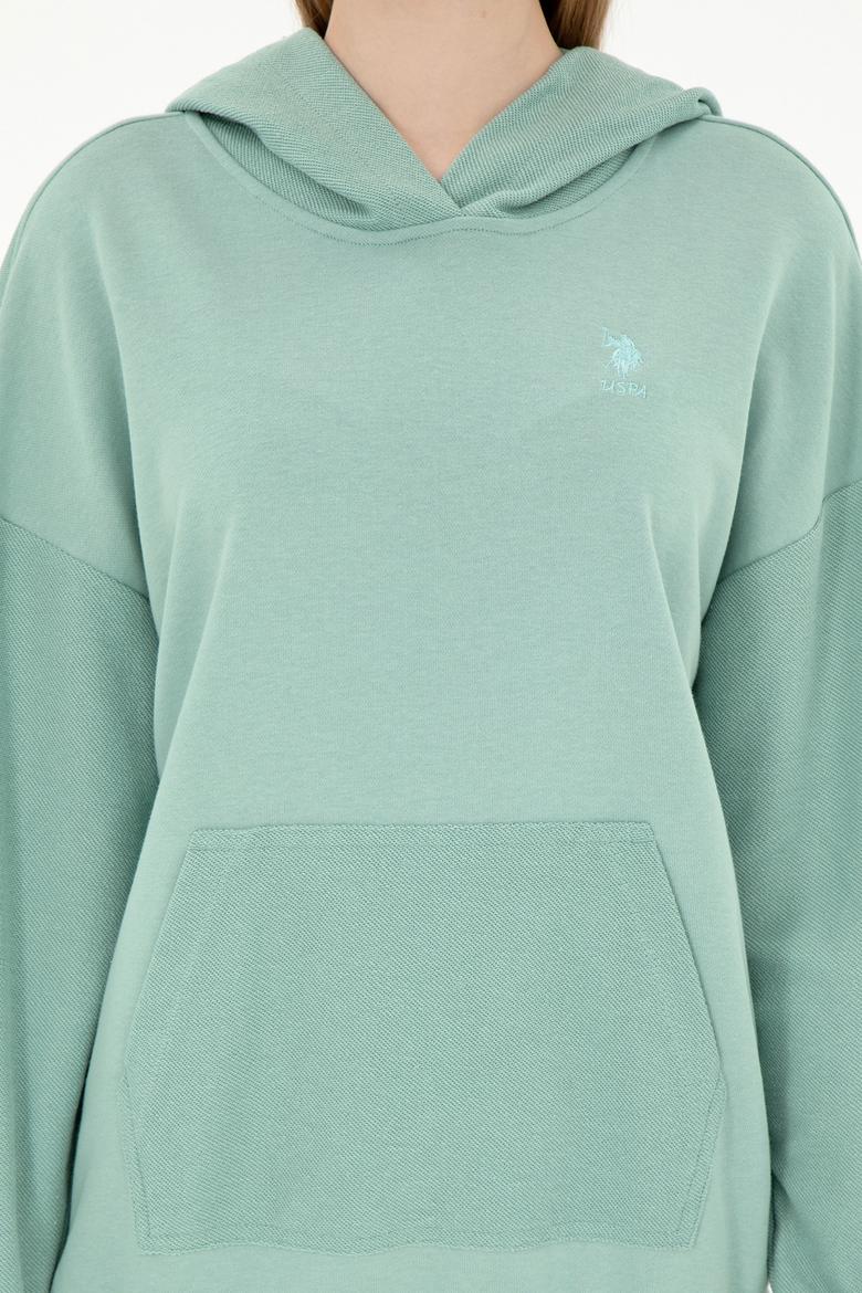 Kadın Su Yeşili Kapüşonlu Sweathırt - 50291264012