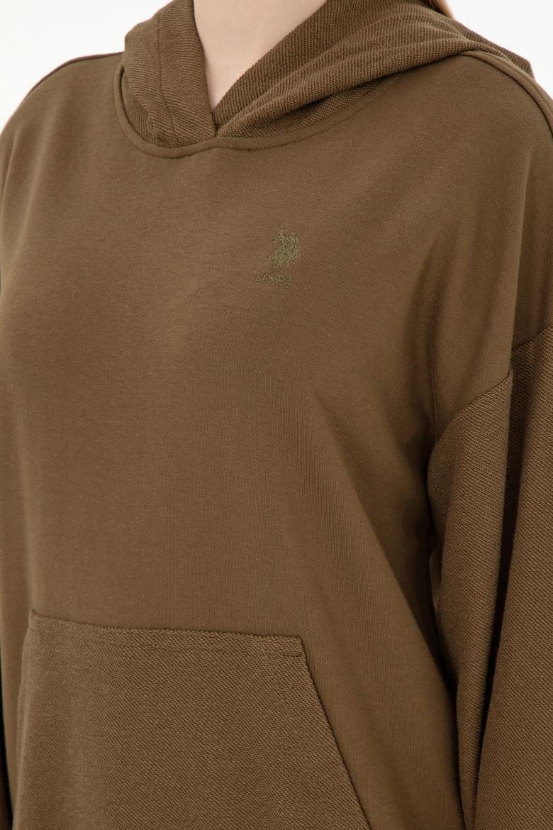 Kadın Haki Kapüşonlu Sweathırt - 50291264008